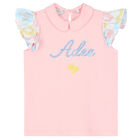 Girls Pink & White Logo Skirt Set, 1, hi-res