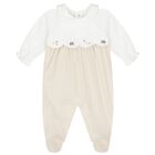Baby Girls White & Beige Babygrows ( 2-Pack ), 3, hi-res