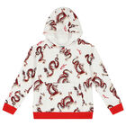 Boys Ivory & Red Dragons Hooded Top, 1, hi-res