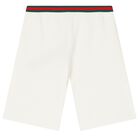 Ivory Cotton Web Striped Shorts, 1, hi-res