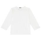 Younger Boys White Logo Long Sleeve Top, 1, hi-res