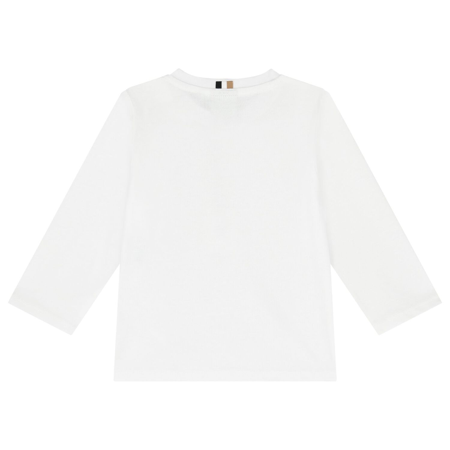 Younger Boys White Logo Long Sleeve Top, 1, hi-res