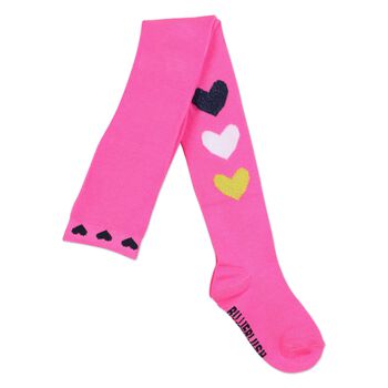Girls Pink Hearts Tights