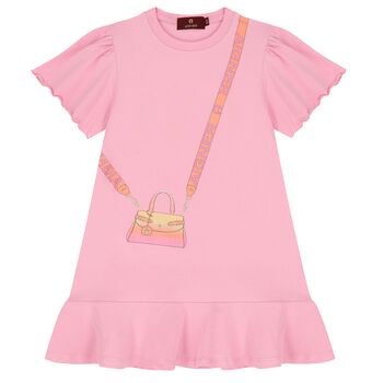 Girls Pink Logo Bag Dress