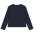 بلوزة بنات بأكمام بشعار سيارة باللون الكحلي , 1, hi-res