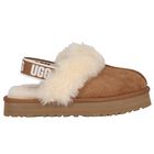 Girls Beige Funkette Suede Slippers, 2, hi-res