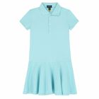 Girls Blue Logo Polo Dress , 1, hi-res