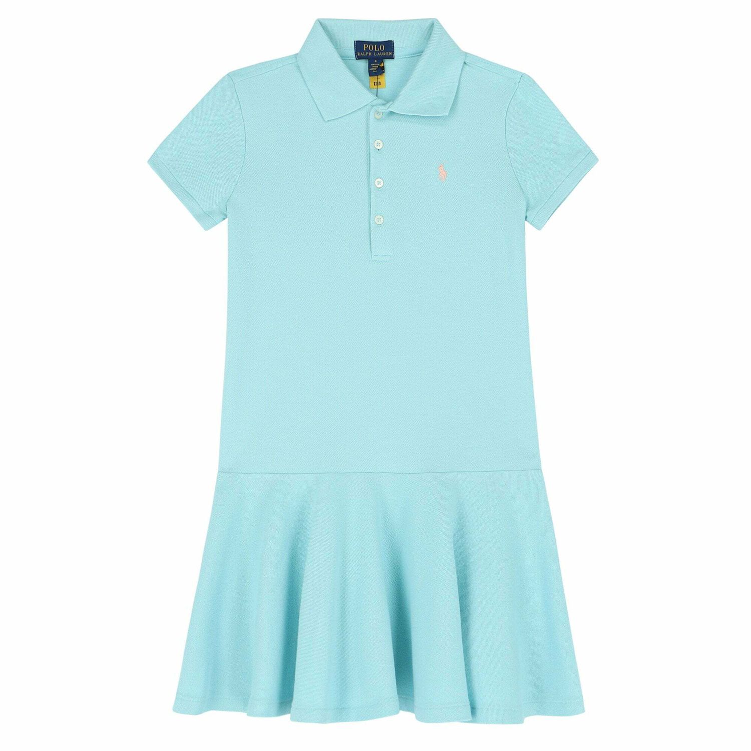 Girls Blue Logo Polo Dress , 1, hi-res