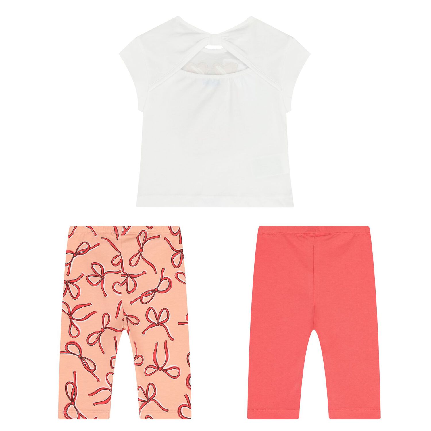 Younger Girls White & Pink Leggings Set, 2, hi-res