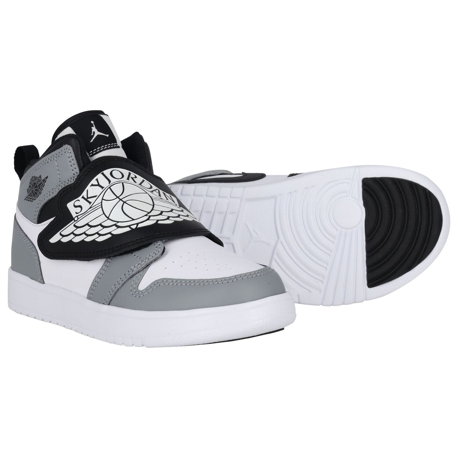 Grey, Black & White Sky Jordan 1 Trainers, 3, hi-res