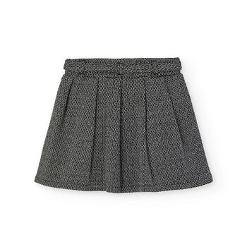 Girls Black & White Jacquard Skirt