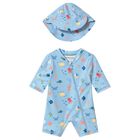 Baby Boys Blue Sun Suit Set, 2, hi-res