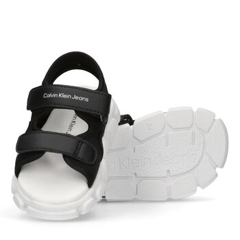 Boys Black & White Logo Sandals