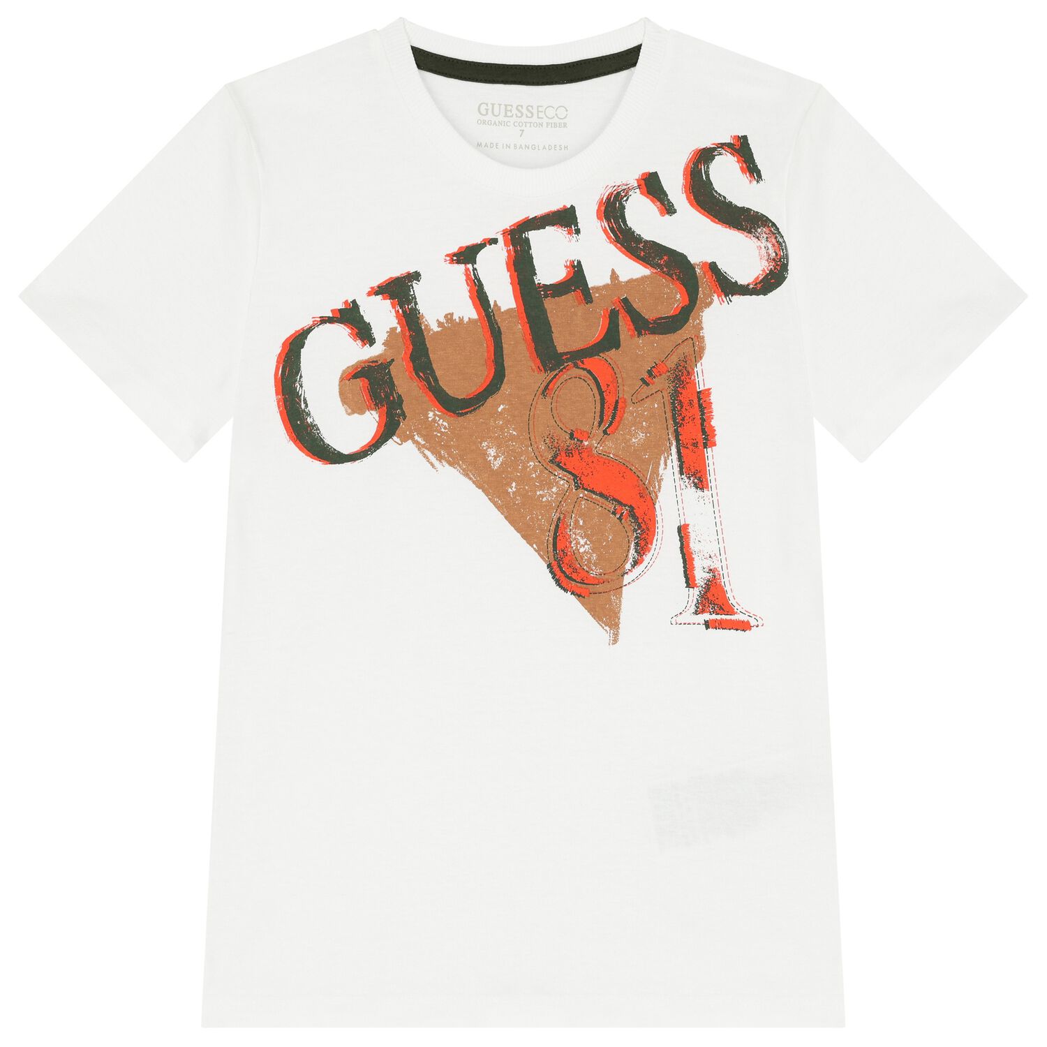 تيشيرت أولاد بالشعار باللون الأبيض, 1, hi-res