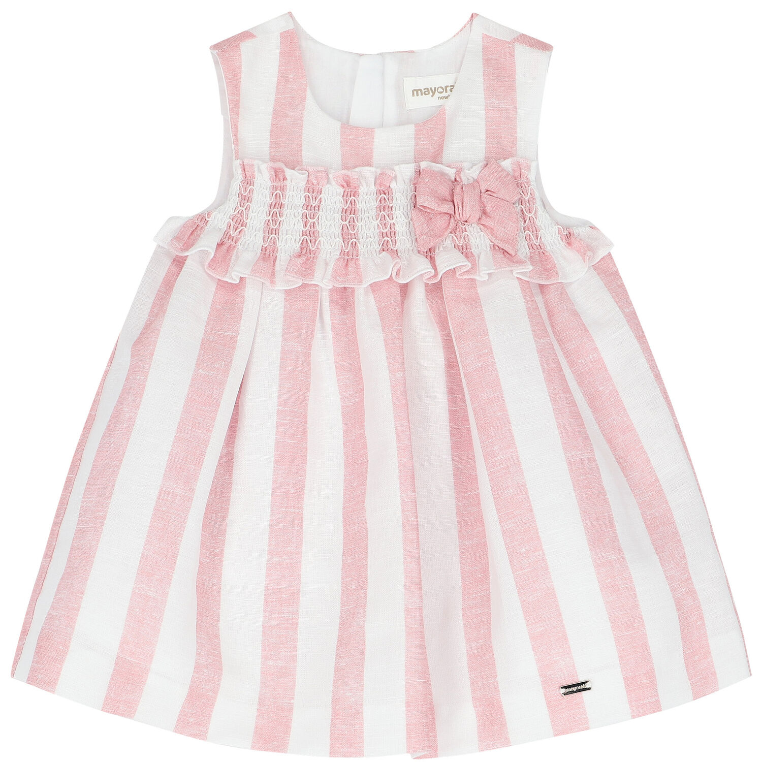 Baby Girls Pink & White Striped Dress Set, 1, hi-res