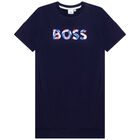 فستان بالشعار باللون الكحلي, 1, hi-res