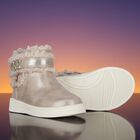 Younger Girls Gold Faux Fur Boots, 1, hi-res