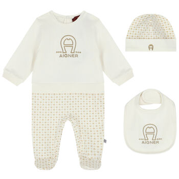 Ivory & Gold Logo Babygrow Set