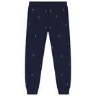 Boys Navy Blue Logo Joggers, 1, hi-res