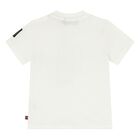 Younger Boys Ivory & Gold Logo T-Shirt, 1, hi-res