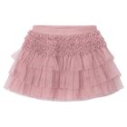 Girls Pink Tulle Ruffled Skirt, 1, hi-res