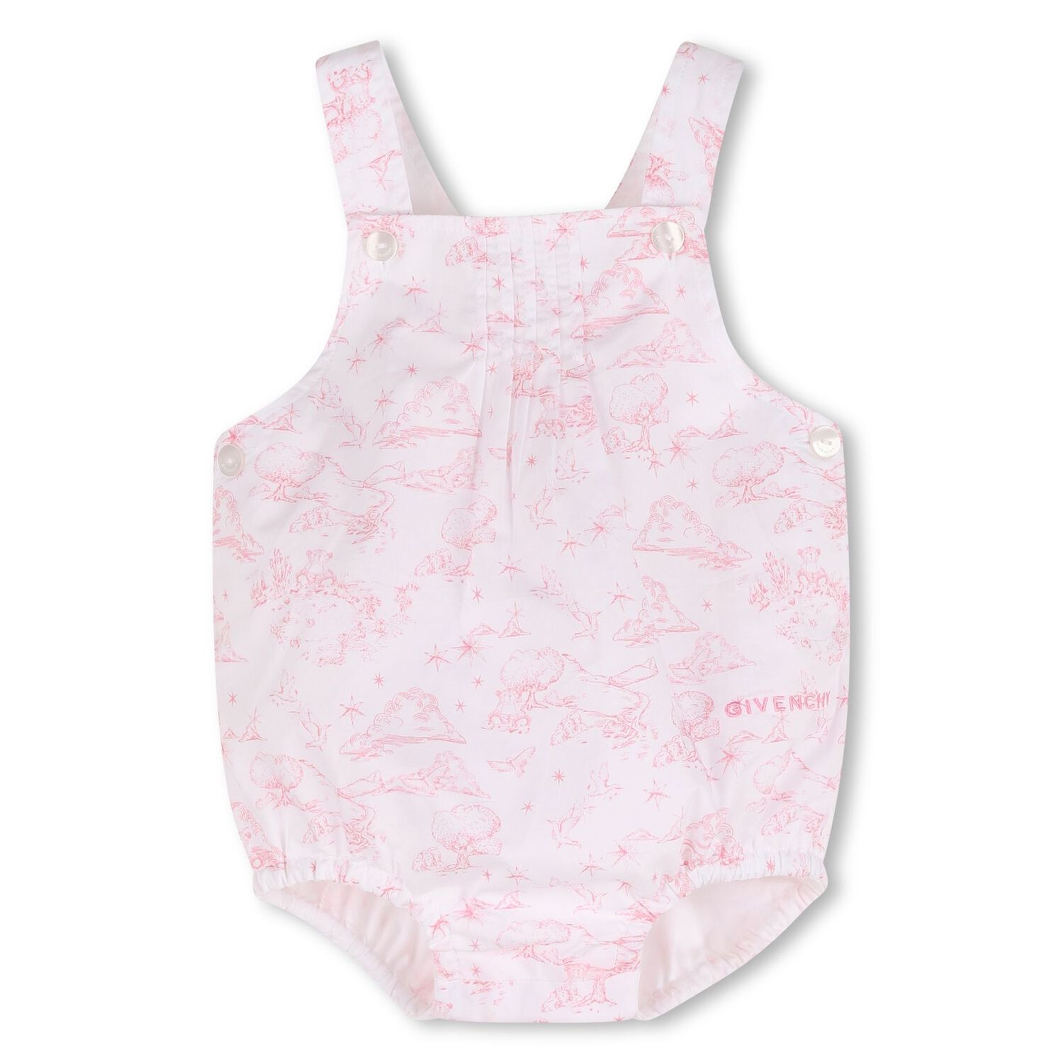 Baby Girls White & Pink Toile de Jouy Romper Set, 1, hi-res