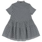 Girls Navy Blue & Ivory Logo Dress, 1, hi-res