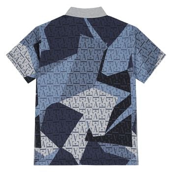 Boys Grey & Blue Logo Polo Shirt