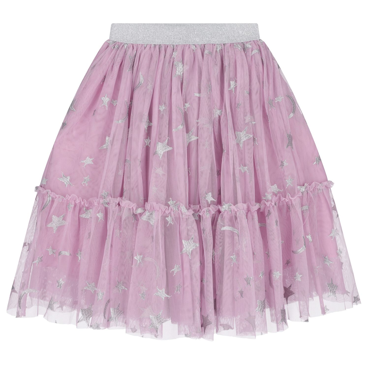Girls Pink Tulle Stars Skirt, 1, hi-res