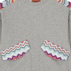 Girls Grey Zig Zag Glittery Sweatshirt, 1, hi-res
