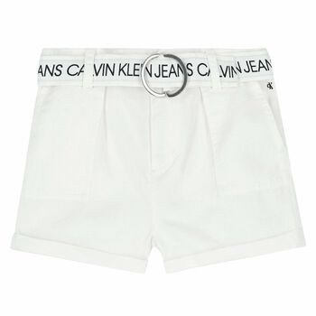 Girls White Logo Shorts