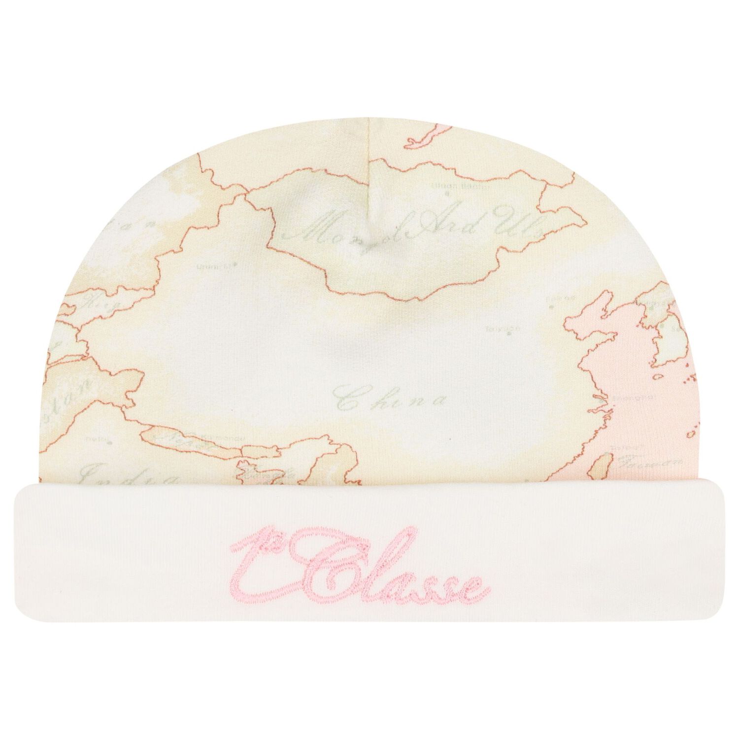 طقم ملابس أطفال بناتي بطبعة خريطة جغرافية باللون العاجي والوردي والبيج, 1, hi-res