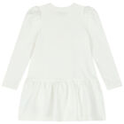 Girls Ivory Teddy Bear Logo Dress, 4, hi-res