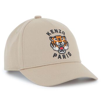 KENZO KIDS Beige Tiger Logo Cap , 1 Beige Tiger Logo Cap