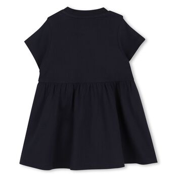 Younger Girls Navy Blue Tiger Logo Dress