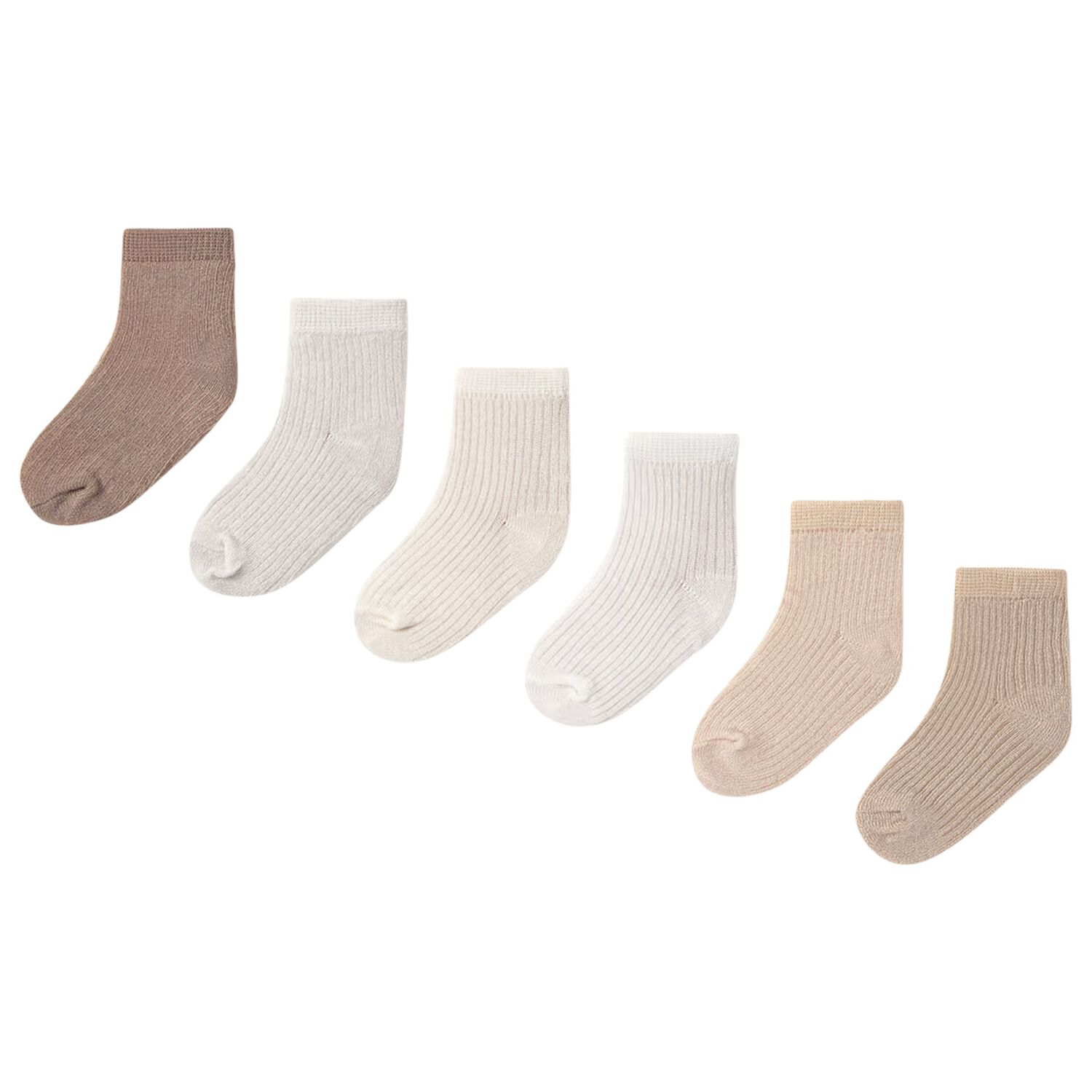 Beige & Ivory Baby Socks ( 6 Pack ) , 2, hi-res