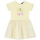 Younger Girls Yellow Bow Chiffon Dress, 2, hi-res