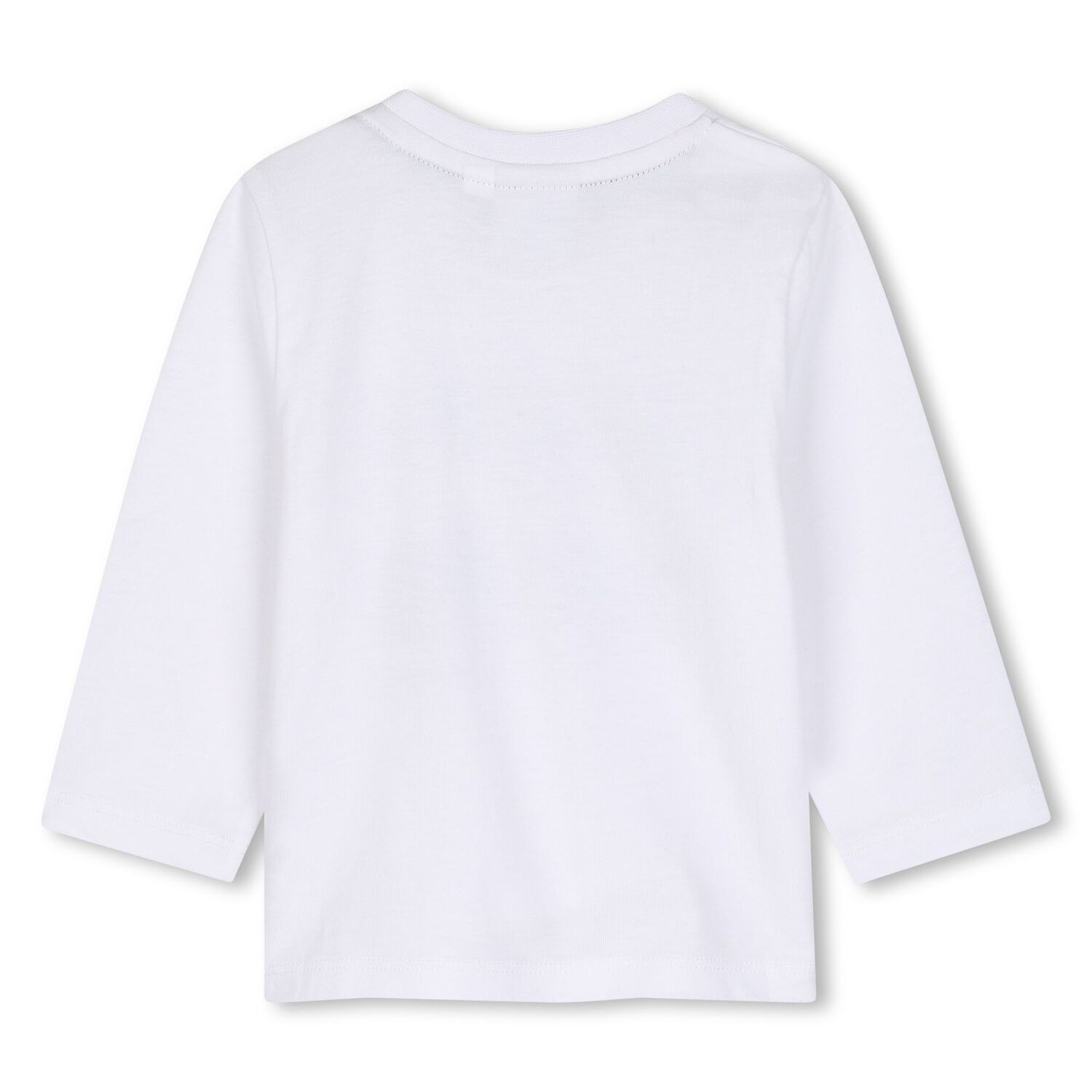 Younger Boys White Logo Long Sleeve Top, 2, hi-res