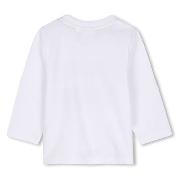 Younger Boys White Logo Long Sleeve Top
