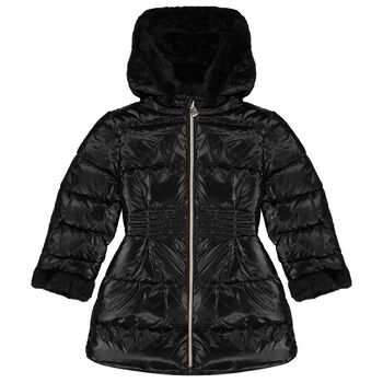 Girls Black Fur Puffer Coat