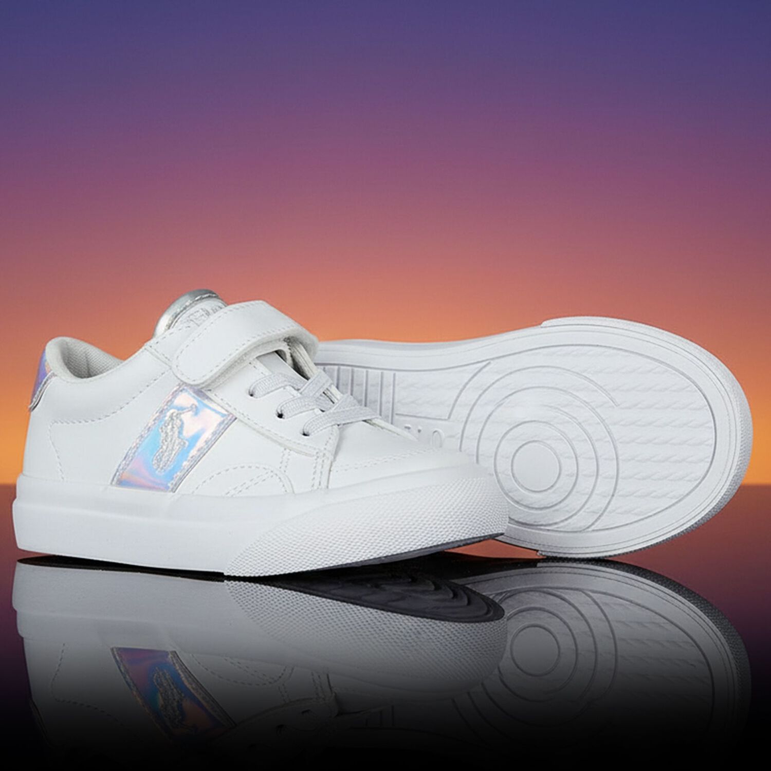Girls White Logo Trainers, 1, hi-res