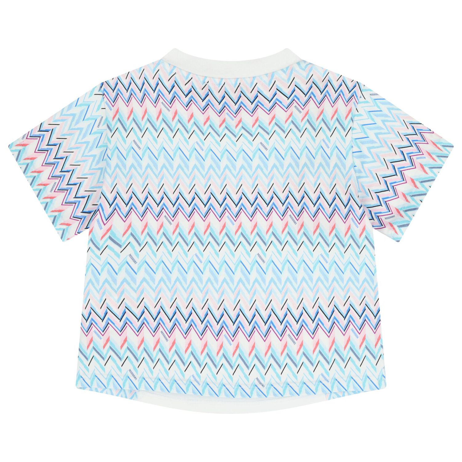 Girls White & Blue Logo Zig Zag T-Shirt, 1, hi-res