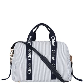 Baby Girls Blue Logo Striped Changing Bag