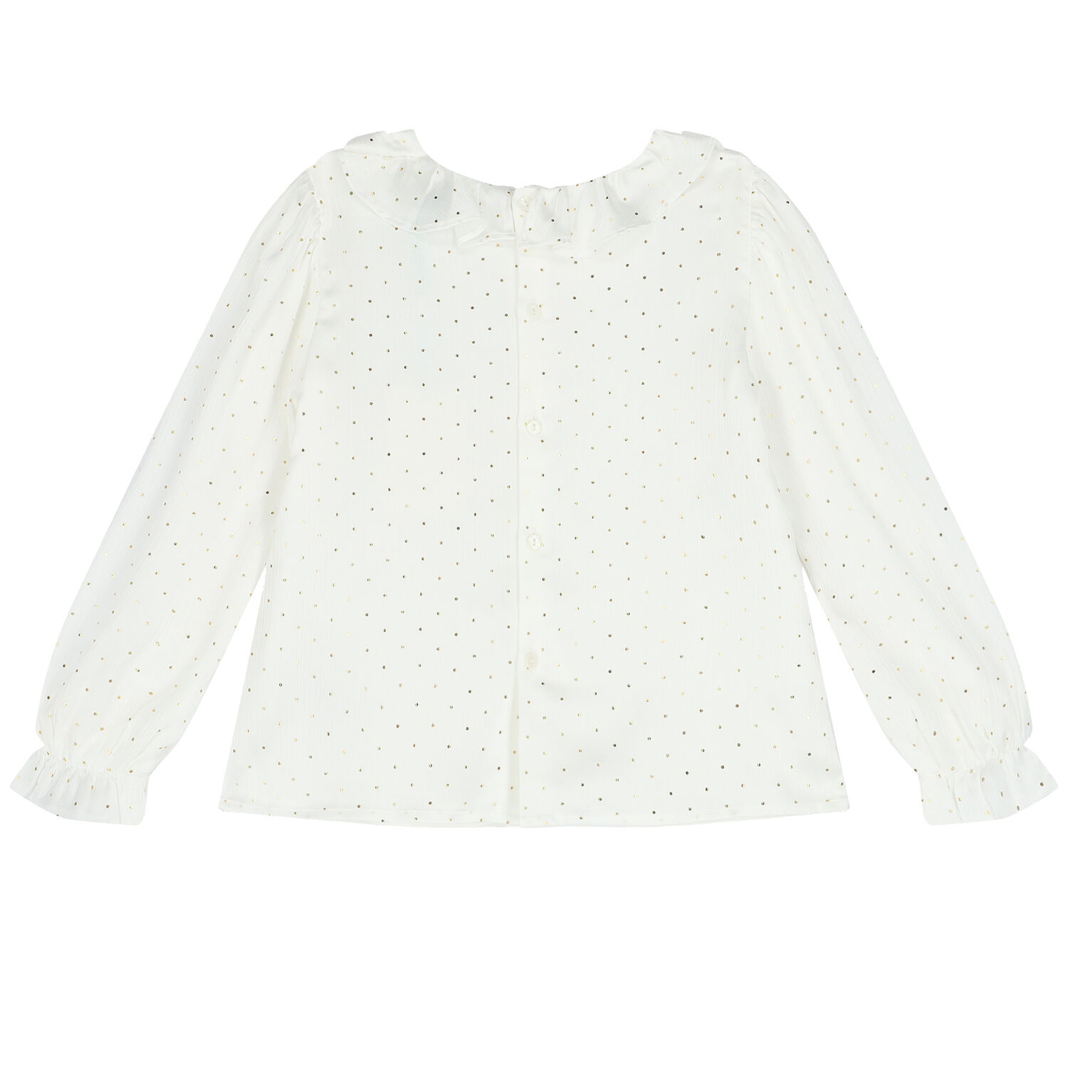 Girls Ivory & Gold Ruffle Collar Blouse, 1, hi-res image number null