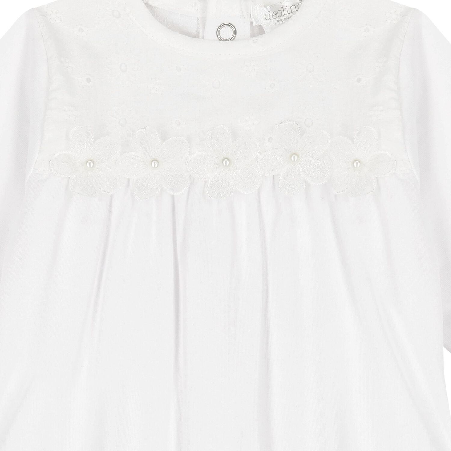 ملابس أطفال بناتي باللون الأبيض مزينة بالزهور, 1, hi-res image number null