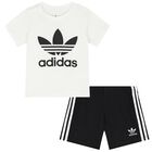 White & Black Logo Shorts Set, 1, hi-res