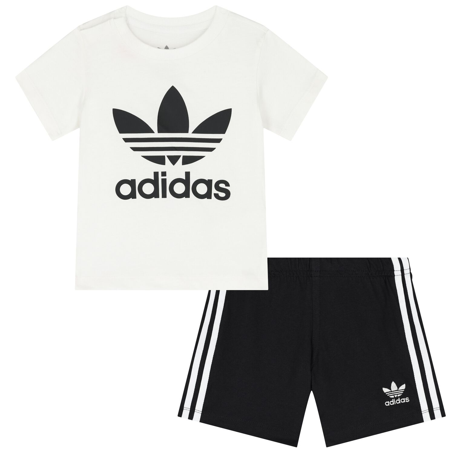 White & Black Logo Shorts Set, 1, hi-res