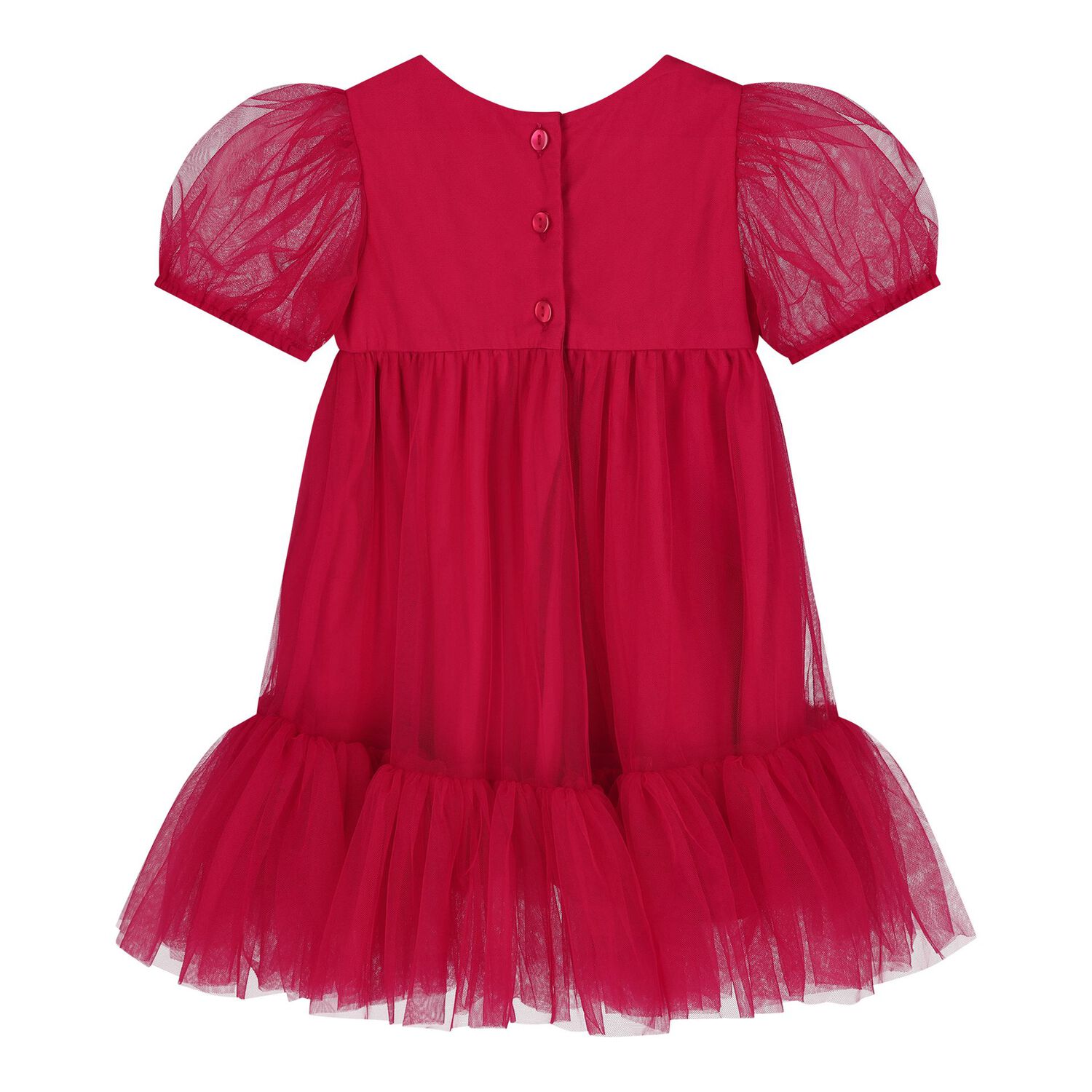 Baby Girls Red Embellished Tulle Dress Set, 1, hi-res