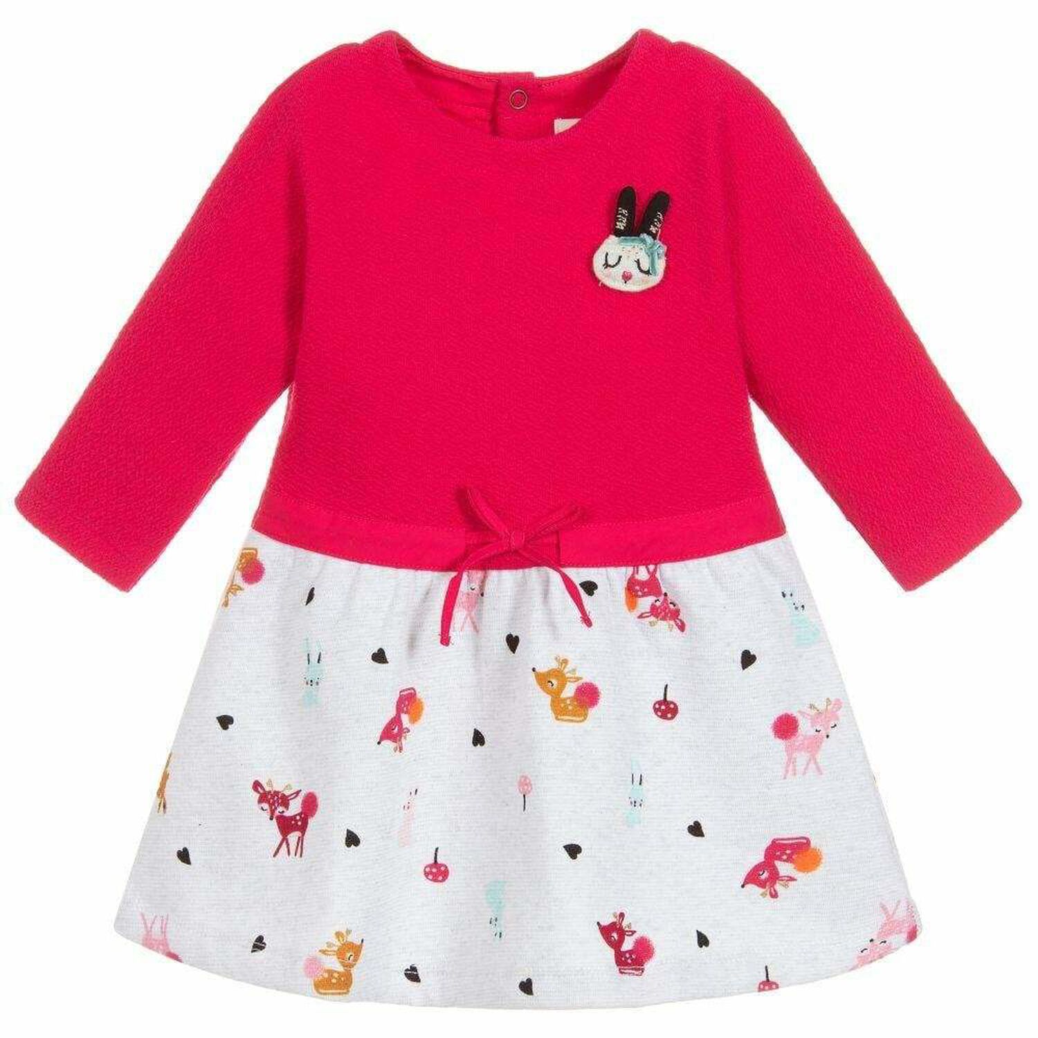 Baby Girls Pink & Grey  Dress, 1, hi-res