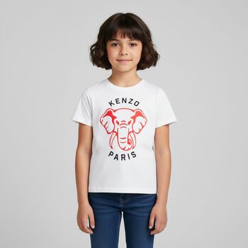 Girls White Elephant T-Shirt, 1 Girls White Elephant T-Shirt
